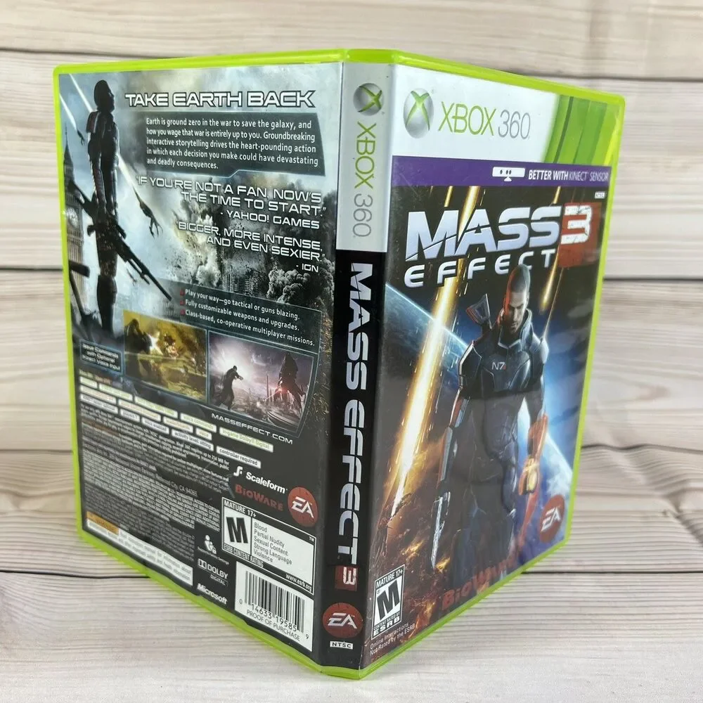 Mass Effect 3 (Xbox 360 Kinect, 2012) - 2 Disc CIB Complete Game -Tested/Working